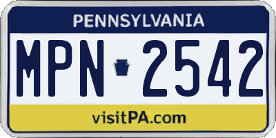PA license plate MPN2542