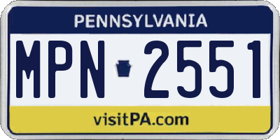 PA license plate MPN2551