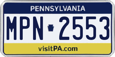 PA license plate MPN2553