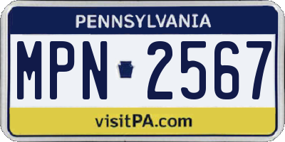 PA license plate MPN2567