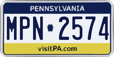 PA license plate MPN2574