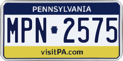 PA license plate MPN2575