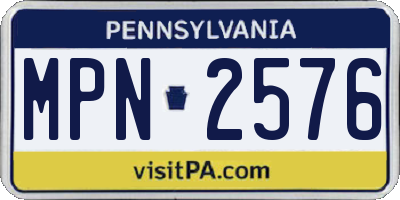 PA license plate MPN2576