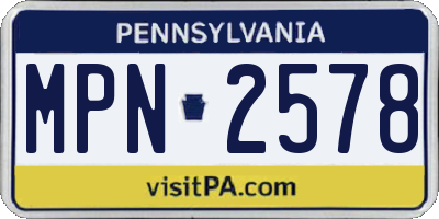 PA license plate MPN2578