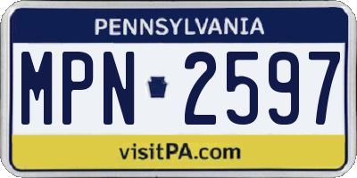 PA license plate MPN2597