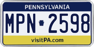PA license plate MPN2598