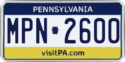 PA license plate MPN2600