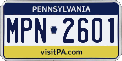 PA license plate MPN2601