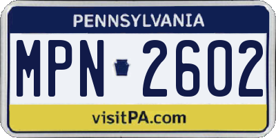 PA license plate MPN2602