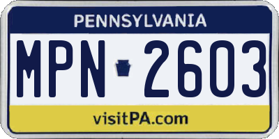 PA license plate MPN2603