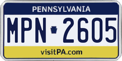 PA license plate MPN2605