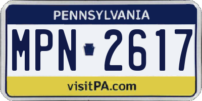 PA license plate MPN2617