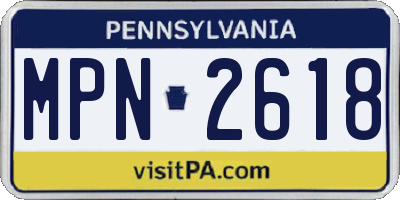 PA license plate MPN2618