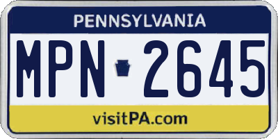 PA license plate MPN2645