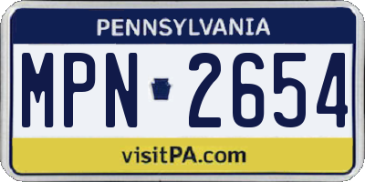 PA license plate MPN2654