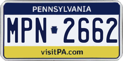 PA license plate MPN2662