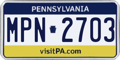 PA license plate MPN2703