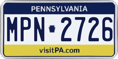 PA license plate MPN2726