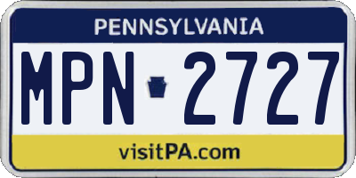 PA license plate MPN2727