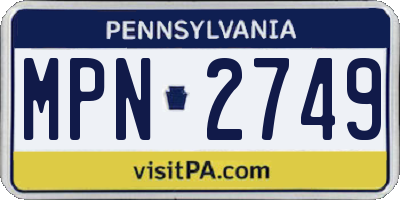 PA license plate MPN2749