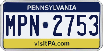 PA license plate MPN2753