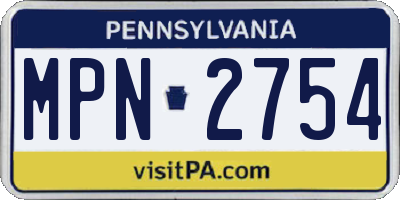 PA license plate MPN2754