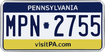 PA license plate MPN2755