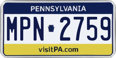 PA license plate MPN2759