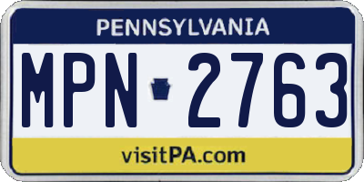 PA license plate MPN2763