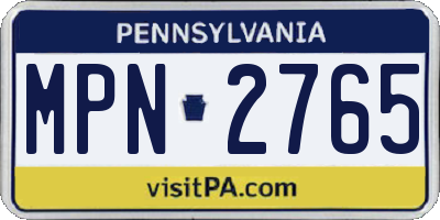 PA license plate MPN2765