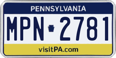 PA license plate MPN2781