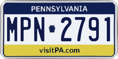 PA license plate MPN2791