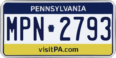 PA license plate MPN2793