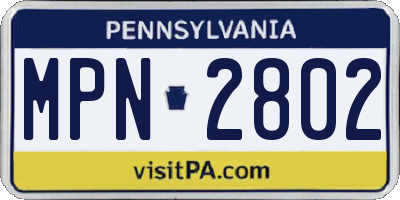 PA license plate MPN2802