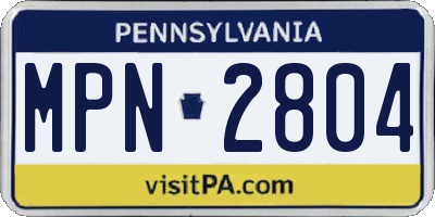 PA license plate MPN2804