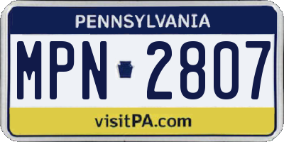 PA license plate MPN2807