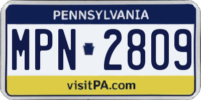 PA license plate MPN2809