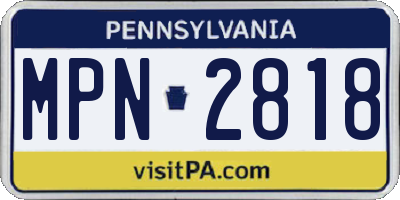 PA license plate MPN2818