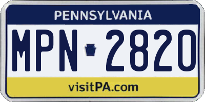 PA license plate MPN2820