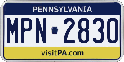 PA license plate MPN2830