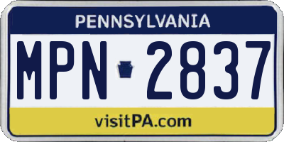 PA license plate MPN2837