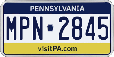 PA license plate MPN2845
