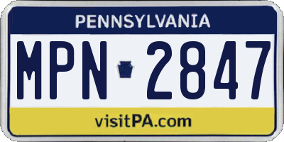 PA license plate MPN2847