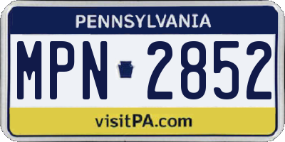 PA license plate MPN2852