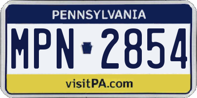 PA license plate MPN2854