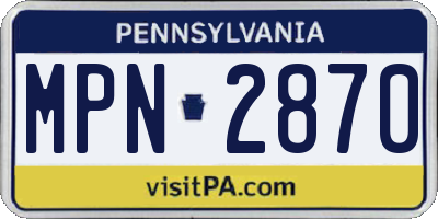 PA license plate MPN2870
