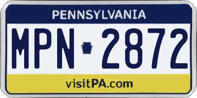 PA license plate MPN2872