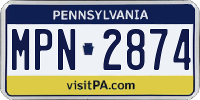 PA license plate MPN2874