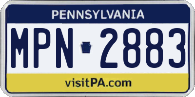 PA license plate MPN2883