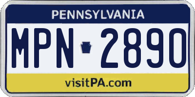 PA license plate MPN2890
